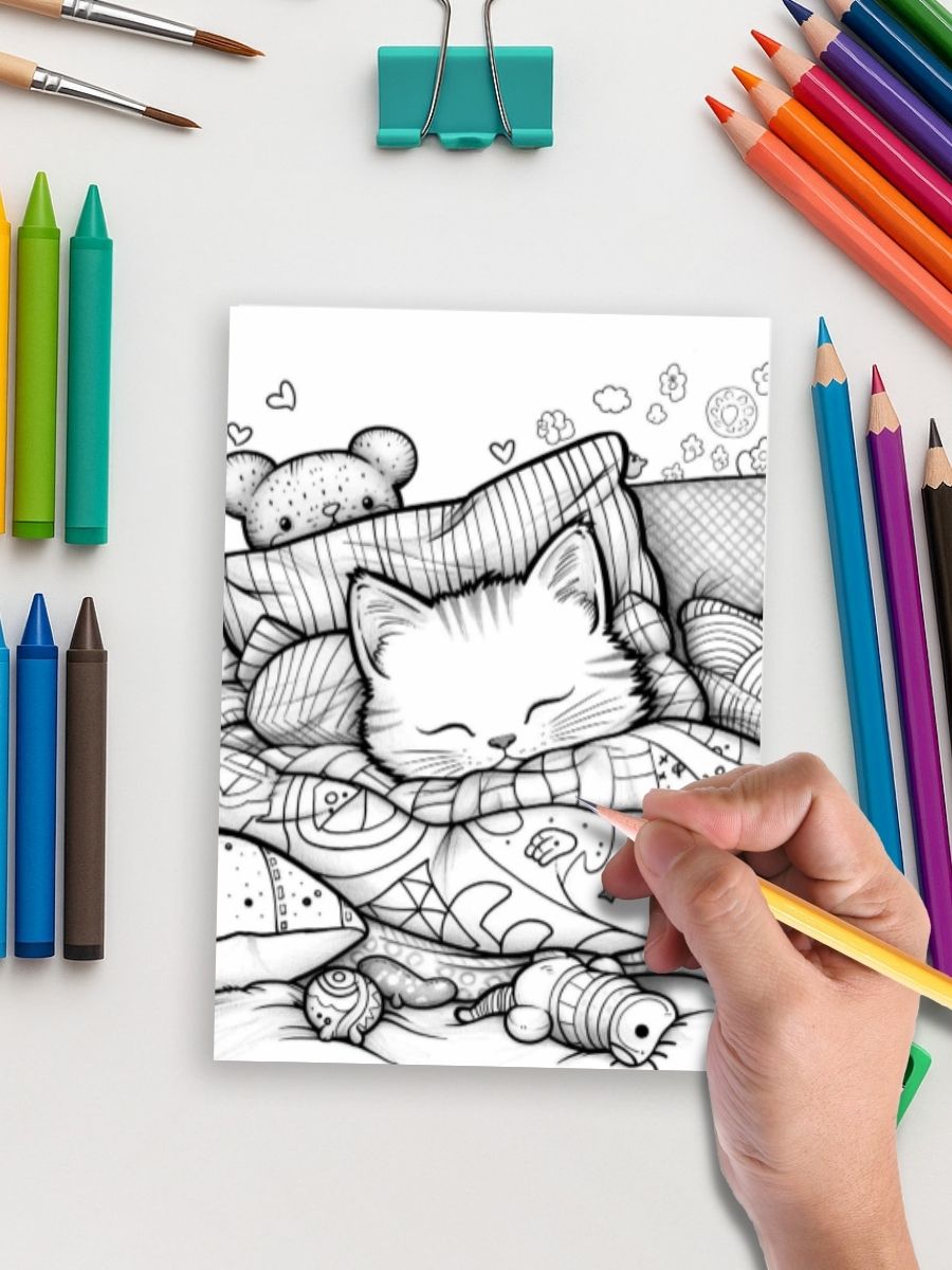 Purrfectly Kawaii – 160 Cute Cat Coloring Pages - Image 4